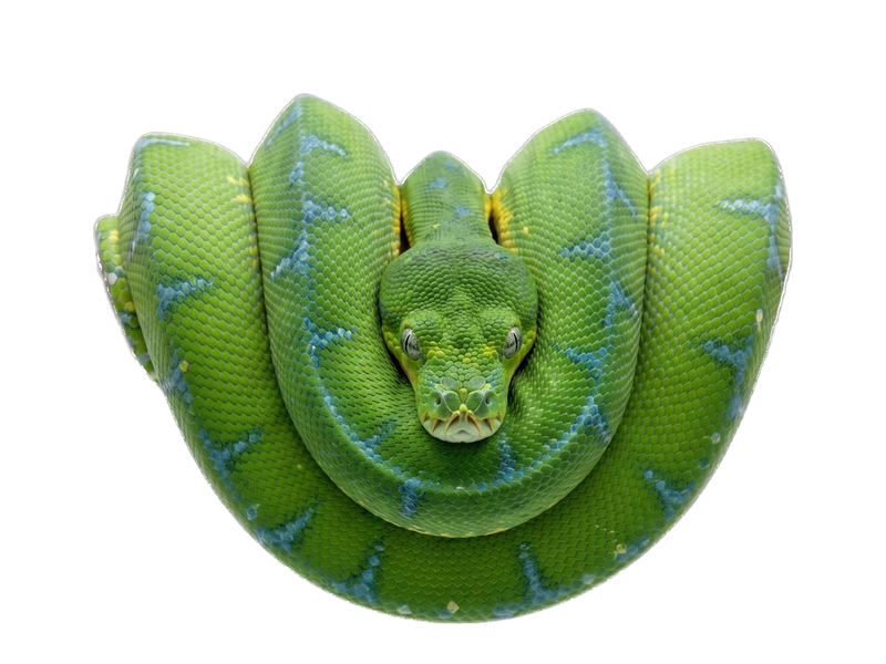 Green Tree Python (Morelia viridis) transparent cutout